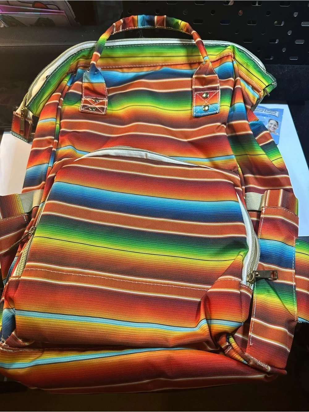 Multicolor Striped Canvas Men's Backpack